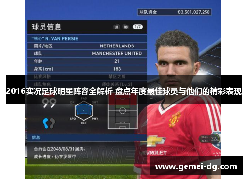 2016实况足球明星阵容全解析 盘点年度最佳球员与他们的精彩表现